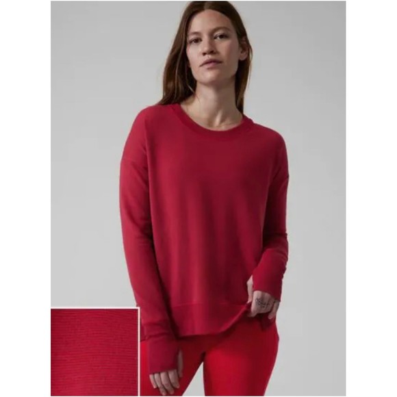 ATHLETA Coaster Luxe Stripe Red Sweatshirt - Picture 1 of 10